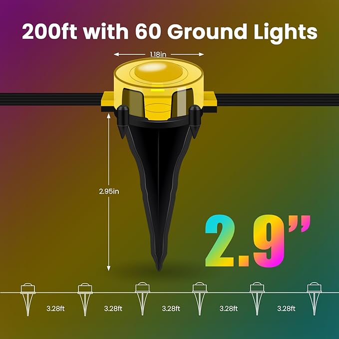 Permanent Outdoor Lights for House, Waterproof LED Strip Lights Ground & Eaves Lighting - Bluetooth App/IR Control, Timer, IP67, 24V Low Voltage Path Lights for Yard, Patio (200FT).