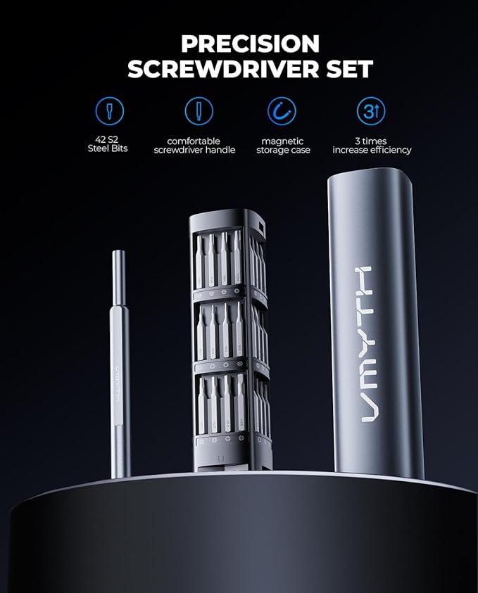 iDriver MS1 Precision Screwdriver Set,42 Magnetic Bits,Hand-Powered Small Screwdriver Set,5/32"Hex,Pop-up Magnetic Case, Electric screw driver kit for Phone/Computer/Electronics/Camera/Laptop