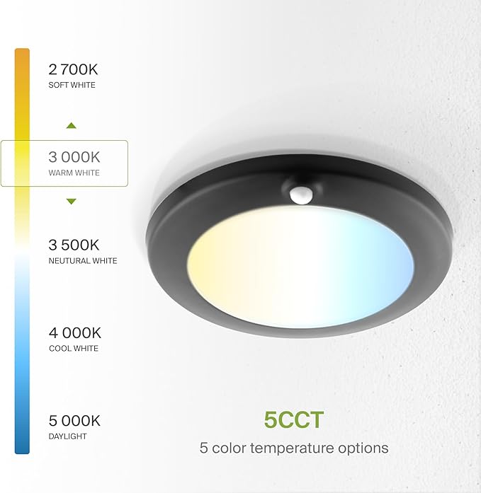 ASD 6 Pack Motion Sensor LED Disk Lights 6 Inch, 15W 5CCT 2700-5000K 1149LM CRI90+, Indoor Ceiling Flush Mount Light Fixture, Low Profile Lighting for Closet, Hallway, Pantry, Porch, Garage, Black, UL