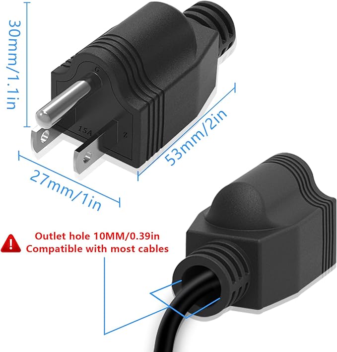 Replacement Plugs, 3 Pack 3 Prong Replacement Plug with 1 Screwdriver, Extension Cord Ends, ReplacementPlug 3 Prong , Neutral Ground Bonding Plugg, 3 Wire 15A 125V Male Plug, Black