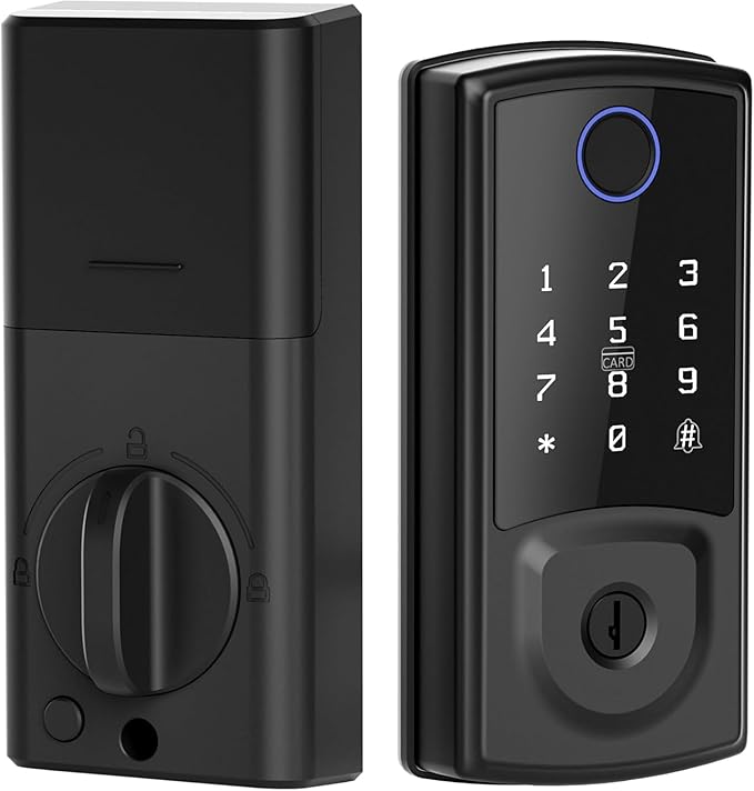 Smart Door Lock,Keyless Entry Door Lock for Front Door,Security Smart Deadbolt with Touchscreen Keypad,App Remote Control Fingerprint