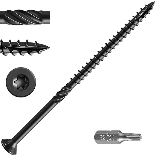 #10 * 5" Black Deck Screws, (38pcs) 1 lbs.Exterior Wood Screws, Rust Resistant Epoxy Coated, Bronze, T20 Star Bit