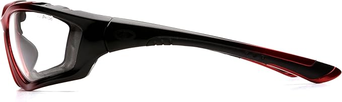 Pyramex SBR8710DTP Accurist Safety Glasses Clear Anti-fog Lens,Black/Red