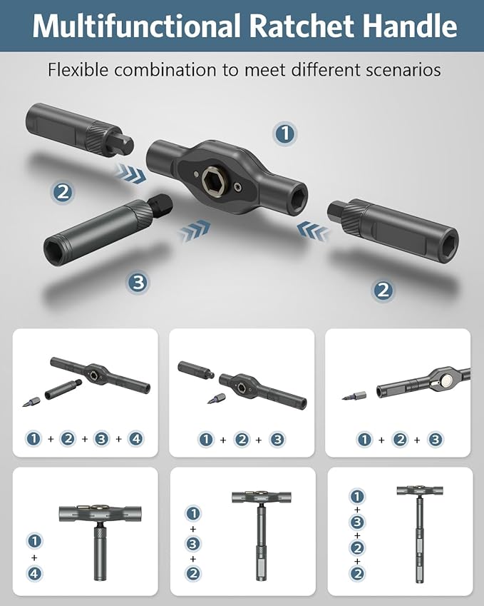 Upgraded 42 in 1 Magnetic Screwdriver Set, Ankilo DIY Ratchet Screwdriver Set, Multi Bit Magnetic Drive with 40 PCS Magnetic Bits, Portable Repair Tool Kit for Home, Bike, Repairs