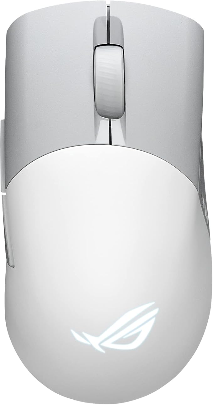 Asus ROG Keris Wireless AimPoint Gaming Mouse, Tri-mode connectivity, 36000 DPI sensor, 5 programmable buttons, ROG SpeedNova, Replaceable switches, Paracord cable, White