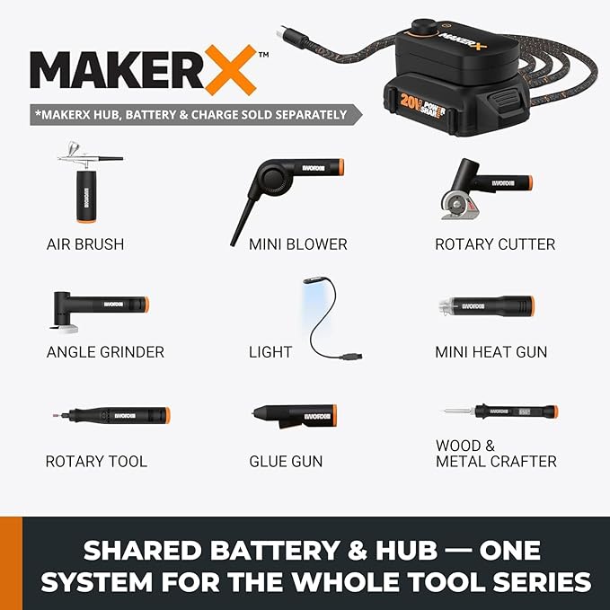 Crafting Tool Combo Kit - Portable Rotary Tool, Heat Gun for Sanding, Carving, Drilling, Engraving, 20V Power Share Battery and 42-Piece Accessories Included