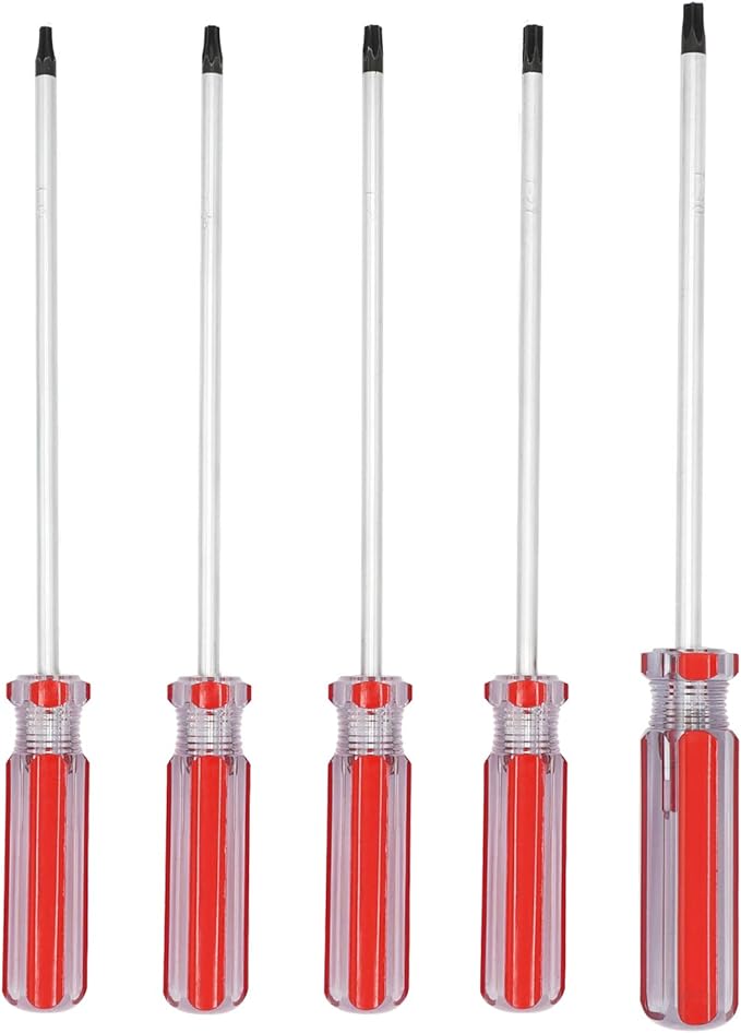 AKTOO T15 T20 T25 T27 T30 Torx Screwdriver Set, 6inch Magnetic Torx Driver Star Bit Screwdrivers for Computer Repairing, Automobile Tools and Home Appliances,5-Piece