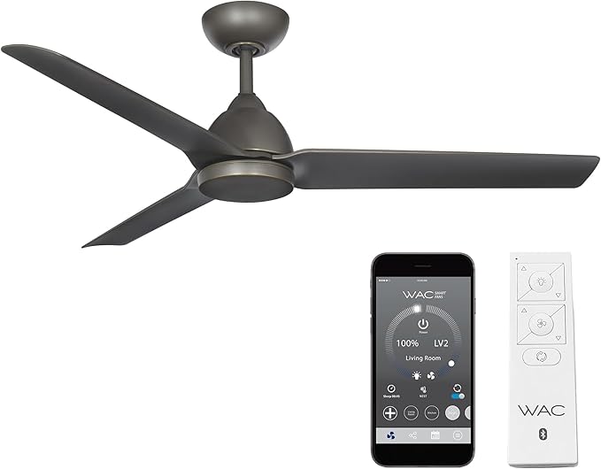 WAC Smart Fans Mocha Indoor and Outdoor 3-Blade Smart Home Ceiling Fan 54in Oil Rubbed Bronze with Remote Control works with Alexa and iOS or Android App