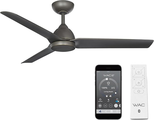 WAC Smart Fans Mocha Indoor and Outdoor 3-Blade Smart Home Ceiling Fan 54in Oil Rubbed Bronze with Remote Control works with Alexa and iOS or Android App