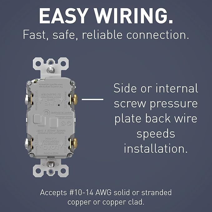 Legrand radiant 1597BKCCD12 15 Amp GFCI Self Test Decorator Duplex Outlet, Black (1 Count)