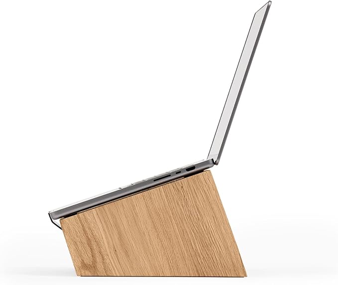 Oakywood Wooden Slanted Laptop Stand for Desk Ergonomic Laptop Desk Stand 50x25x15cm for 15-16" Laptops