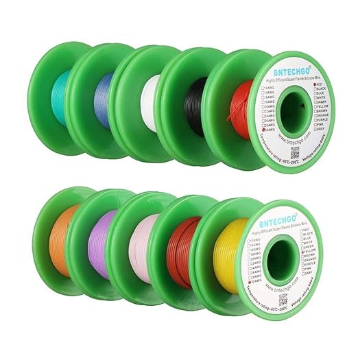 BNTECHGO 30 Gauge Silicone Wire Kit 10 Color Each 30 ft Flexible 30 AWG Stranded Tinned Copper Wire