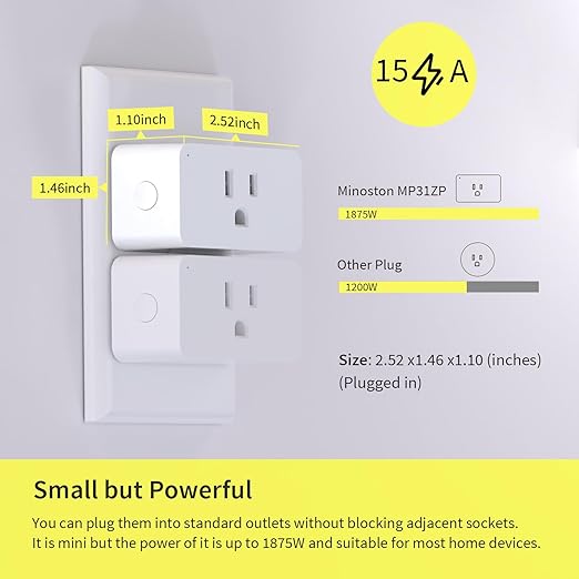 Minoston Z-Wave 800 Series Zwave Plug with Energy Monitoring, Power Meter Z-Wave Outlet Switch, Z-Wave hub Required, Work with SmartThings, Wink, Vera, Z-Box Hub, Home Assistant (MP31ZP)