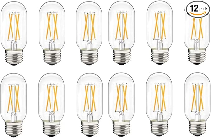Dimmable LED Tubular Bulb 6W,60W Equivalent 600 Lumens, Antique Edison Style LED Filament Light Bulbs, E26 Clear Edison Bulb Daylight 2700K Pack of 12