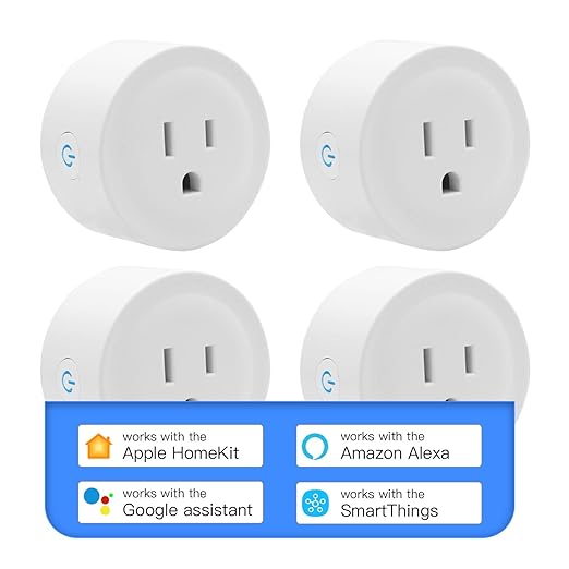 Smart Plug Work with HomeKit, DoHome Smart WiFi Outlet Work with Apple HomeKit, Alexa and Google Assistant Voice Control Plug with Timer Function and Group Control No Hub Required 4 Pack