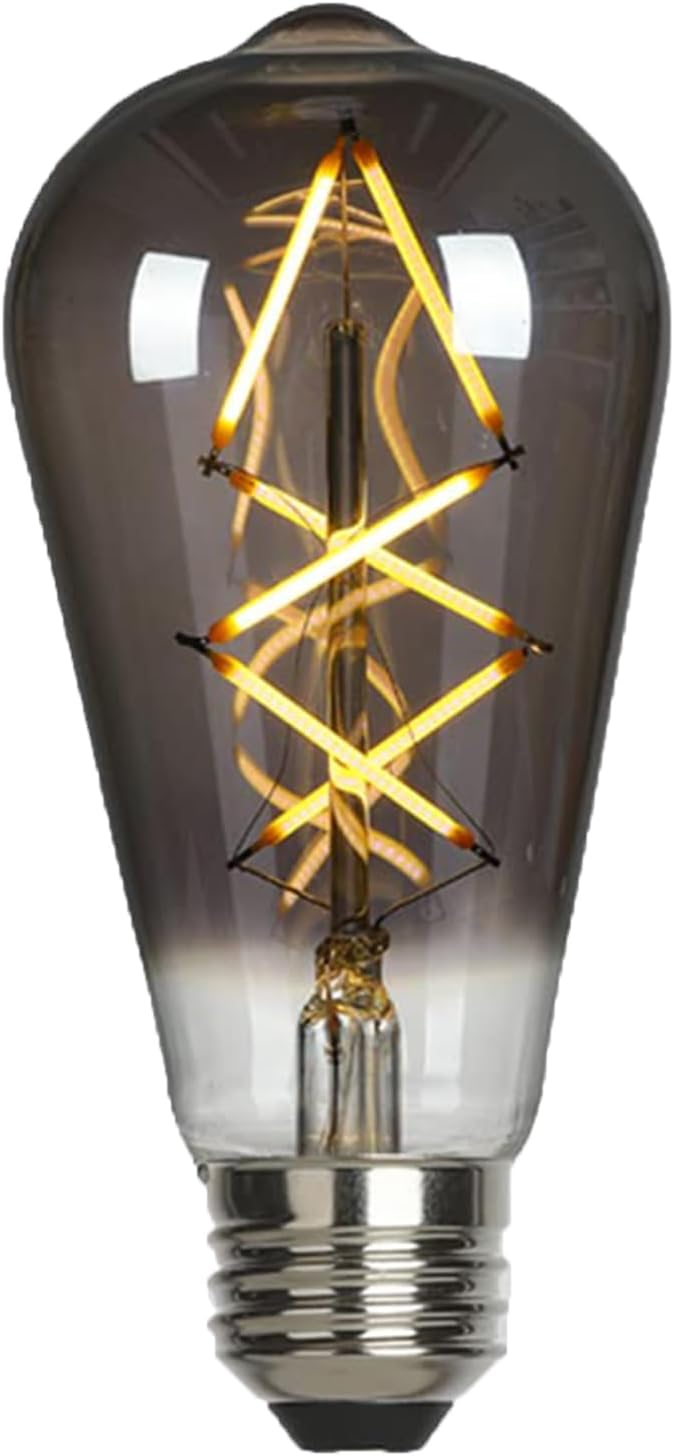 Dimmable LED Edison Light Bulbs, Smoky Grey Vintage Lightbulbs 60 Watt Equivalent 2700K Soft Warm White, ST64 600LM Vanity Light Bulbs With E26 Base for Bathroom, Bedroom, Living Room and Kitchen