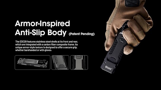 Nitecore EDC29 6500 Lumen USB Rechargeable Flat Slim Body LED Flashlight with EdisonBright Accessory case