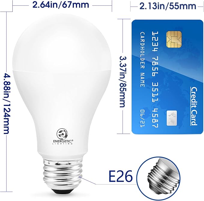 ENERGETIC SMARTER LIGHTING Dimmable A21 LED Bulb, 2600LM Super Bright Light Bulbs, 20W=150W, Warm White 3000K, UL Listed, E26 Base, Damp Rated, 2 Pack
