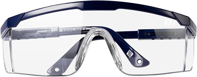 LANON Anti-Fog Safety Goggles with Ajustable Temples, 2.5 Times ANSI Z87.1 Double-sided Antifog, Side Protection, High Transmission, Lightweight & Comfortable Safety Glasses.