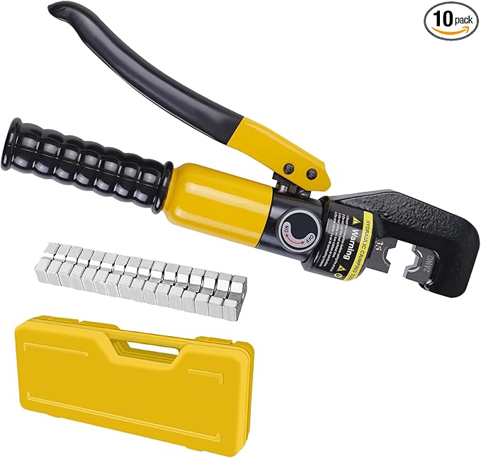 Hydraulic Crimping Tool, Wire Crimping Tool, Cable Crimper Tool, 9 Pairs of Crimping Dies, Hydraulic Crimper for Electrical Copper and Aluminum Terminals Cable Wire