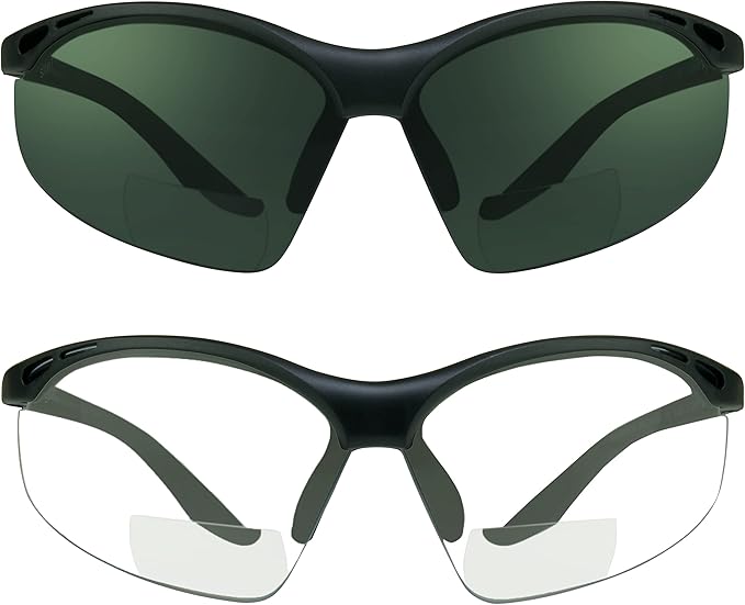 proSPORT Bifocal sunglass Safety Reader Z87 Wrap Around No Slip Grip +1.50 +2.00 +2.50 +3.00