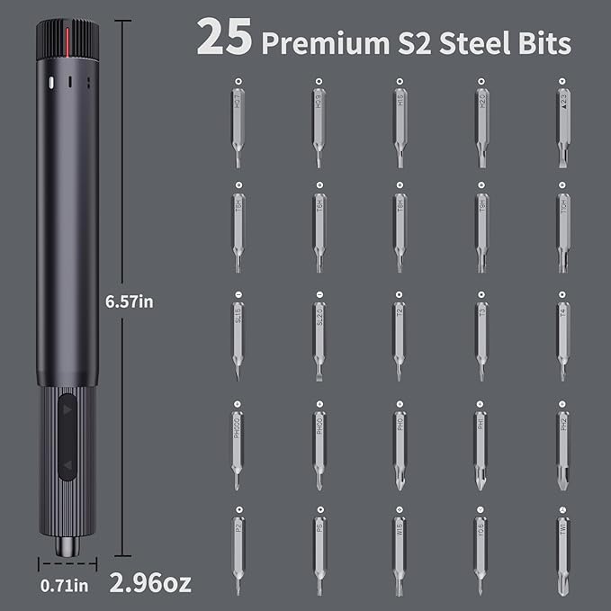 Mini Electric Screwdriver, Precision Screwdriver Set with 24 Magnetic Bits Rechargeable Magnetic Small Set for PC Building Electronic Phone Camera Laptop Watch Camera Repair Kit