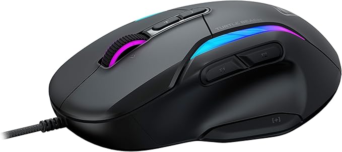 Turtle Beach Kone II – Wired Ergonomic RGB Gaming Mouse, 26K DPI Optical Sensor, 100M Click Life Optical Switches, 23 Customizable Inputs, 4D Scroll Wheel, Pure PTFE Glides - Ash Black