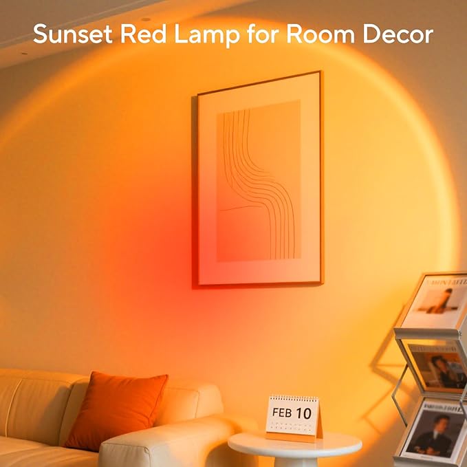 Sunset Lamp Projector for Girls, Sunset Red Color Led Lamp Mood Lighting Night Light, 180° Adjustable Sunset Lamps for Living Room Decor/Home Decor/Bedroom Decor/Christmas Gifts/Party