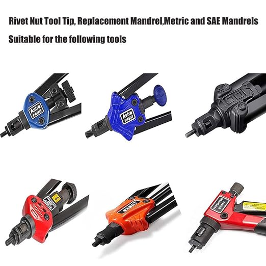 2PCS Riveting nut Tool Replacement Mandrel, Metric and SAE Mandrel (M6)