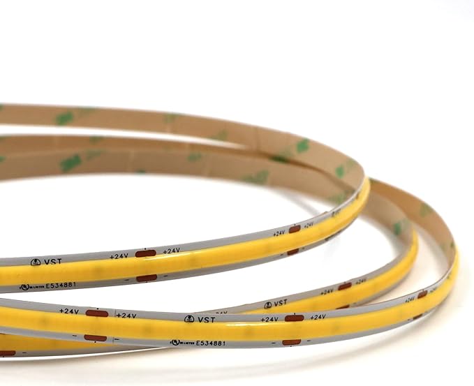 VST 16.4ft COB LED Strip Lights Warm White 2700K, 24V Dimmable LED Tape Light, 48w, 2640 LEDs, Ra 93+, IP30, Lighting for Kitchen, Cabinets, UL Listed (Power Source Not Included)