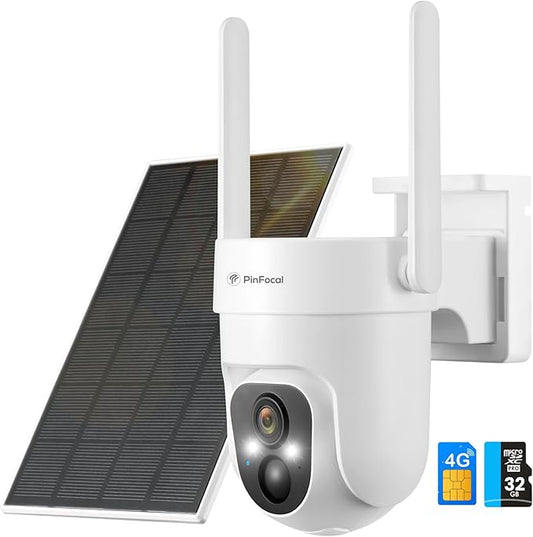 4G LTE Cellular Security Camera Wireless Outdoor, No WiFi Needed, 2K Color Night Vision, 360° View Pan/Tilt, 2 Way Talk, PIR Motion Sensor, Built-in SIM Card (Support Verizon/AT&T/T-Mobile)