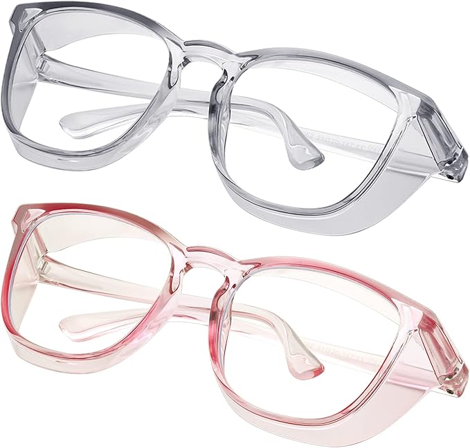 Safety glasses Goggles Nurses Protective Eyewear - Anti Fog Square Frame Stylish Clear Glasses for Women Men