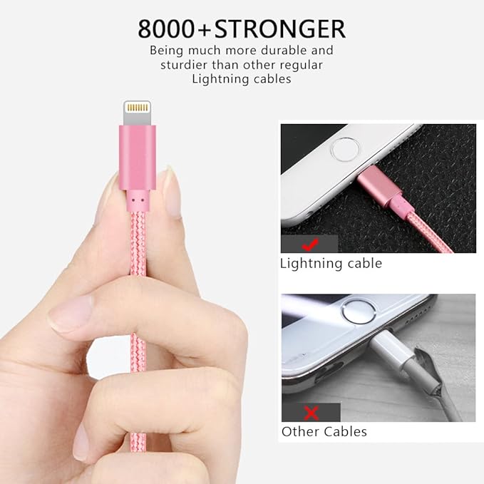 IDISON [MFi Certified 5Pack(3/3/6/6/10FT) iPhone Charger USB Lightning Cable Nylon Braided Fast Charging Cord Compatible iPhone14/iPad/iPod/All iPhones