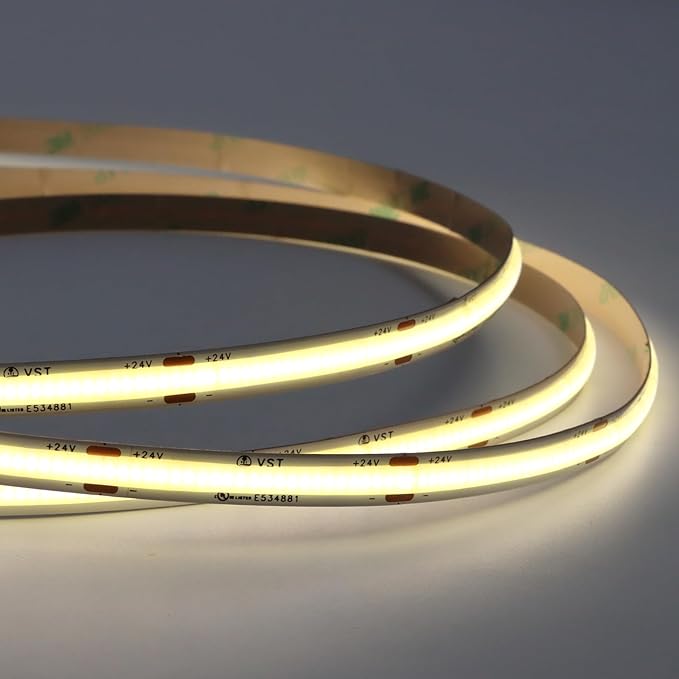 VST 16.4ft COB LED Strip Lights Natural White 4000K, 24V Dimmable LED Tape Light, 48w, 2640 LEDs, Ra 93+, IP30, Lighting for Kitchen, Cabinets, UL Listed (Power Source Not Included)