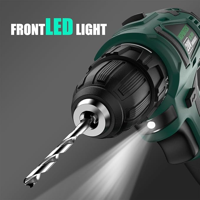 20V Cordless Brushless Power Drill Set with 2 Batteries and Charger,3/8-Inch Chuck Electric Drill-Driver,22 Torque Setting,Drilling/Driver Bits and Tool Bag Included