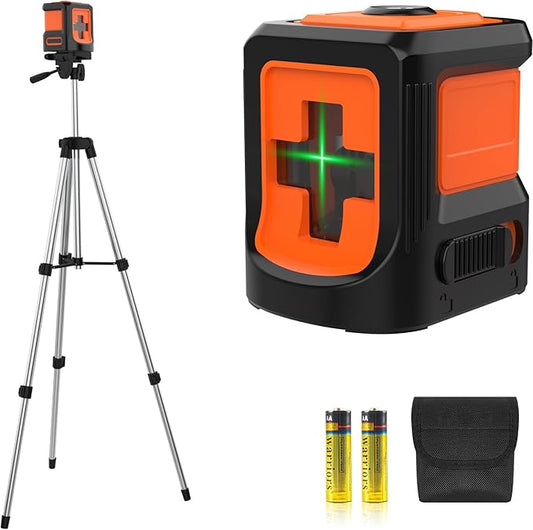 Laser Level with Tripod, LP LEIPOR Green Cross Line Lazer Leveler Tool for Picture Hanging Construction Floor Tile Wall Home Renovation, Indoor Project, Battery Included