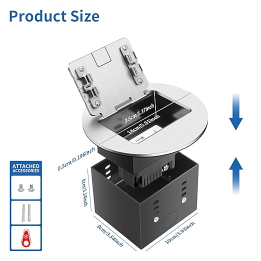 Vagueior Recessed Floor Electrical Outlet Kit, Circular Hidden 4.8A USB A & Type C Charg,20 Amp Tamper-Resistant Receptacle Outlet ，Waterproof Electrical Outlet Covcer Box, UL Certified,Silver