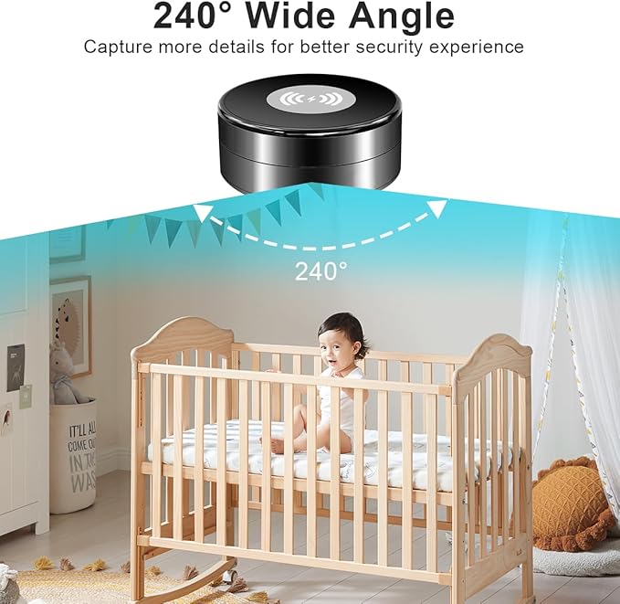 WiFi Video Recorder Real-Time Camera with Wireless Charger, 1080P HD.Motion Detection 160°Viewing Angle Security Camera for Home Office Store(2.4/5Ghz)