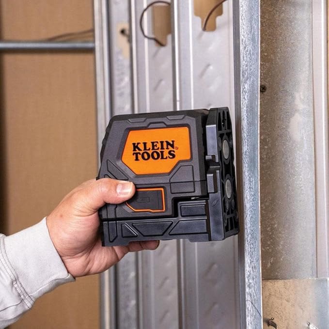 Klein Tools 93LCLGR Self-Leveling Laser Level, Rechargeable, with Bright Green Cross-Lines and Red Plumb Spot, Magnetic and Ceiling Clamp Mounting