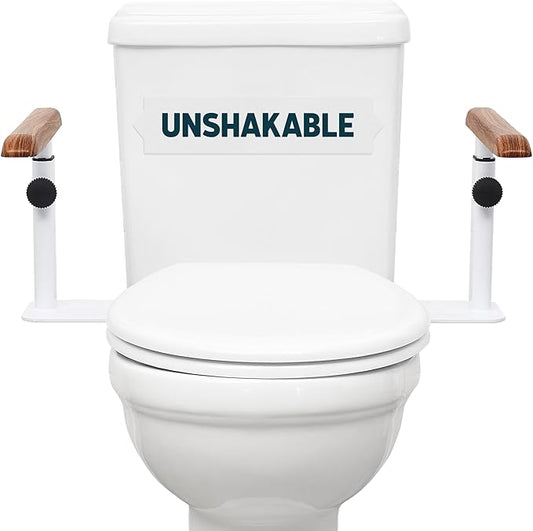 Lunderg Toilet Safety Rails for Seniors - Easy Installation & Super Sturdy Grab Bars Arms - Non-Bulky & Elegant Handicap Toilet Safety Frame - Seat Handles for Elderly, Disabled or Mobility Issues