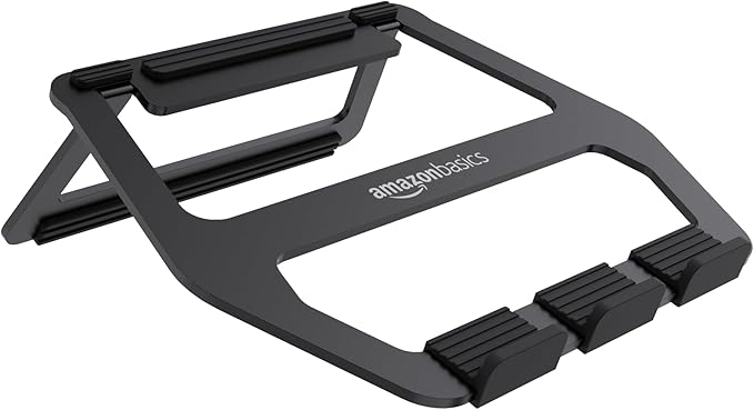 Amazon Basics Aluminum Portable Foldable Laptop Support Stand for Laptops up to 13", Black
