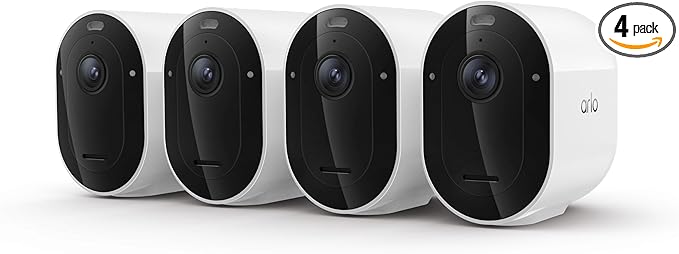 Arlo Pro Security Camera (6th Gen - 2025 Release) - 2K HDR, Battery Power, Event Captions, Emergency Response, 1-Month Trial of Secure Plan, 160° Field of View, Dual-Band WiFi, Spotlight, 4 Cam, White