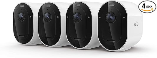 Arlo Pro Security Camera (6th Gen - 2025 Release) - 2K HDR, Battery Power, Event Captions, Emergency Response, 1-Month Trial of Secure Plan, 160° Field of View, Dual-Band WiFi, Spotlight, 4 Cam, White