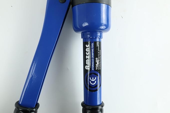 AMZCNC blue 16 Ton Hydraulic Wire Crimper Battery Cable Lug Terminal Crimping Tool WIth Standard US cable Dies,Crimps 6 AWG to 600 MCM, Cable Crimping Tool with 13 Pairs of Standard US cable Dies