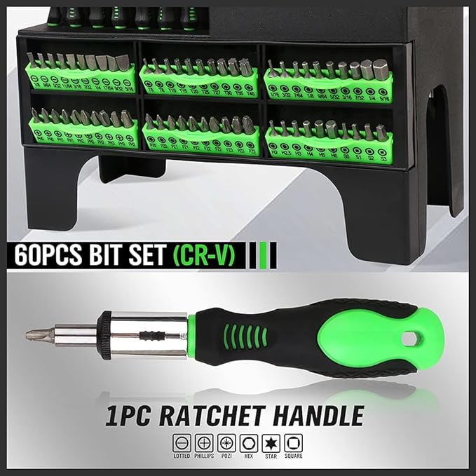 SWANLAKE 118PCS Magnetic Screwdrivers Set With Plastic Ranking,Tools For Men (118PCS)