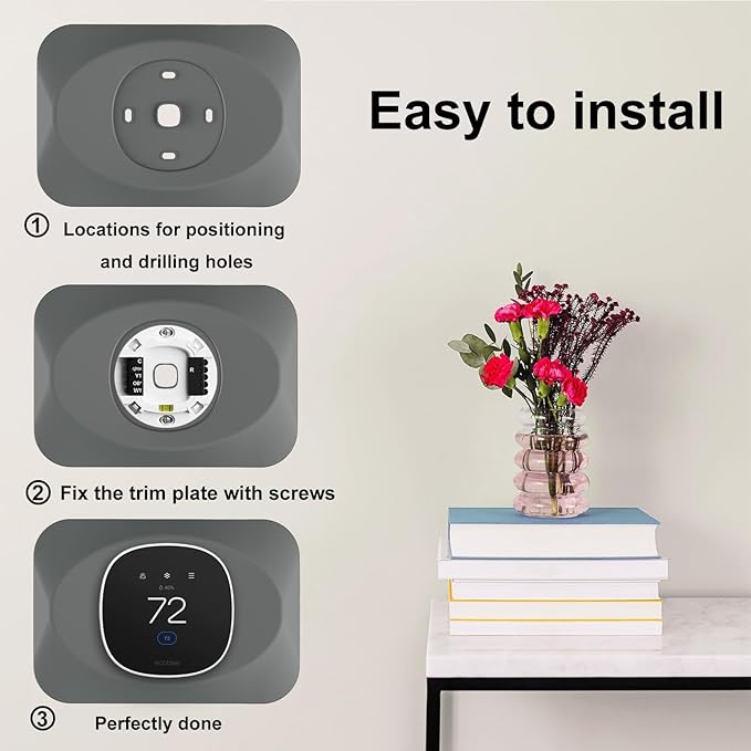 Wall Plate Cover Compatible with New 2025 Ecobee Smart Thermostat Essential, Practical Ecobee Thermostat Trim Kit, Programmable WiFi Thermostat Accessory (1, Gravel Gray)