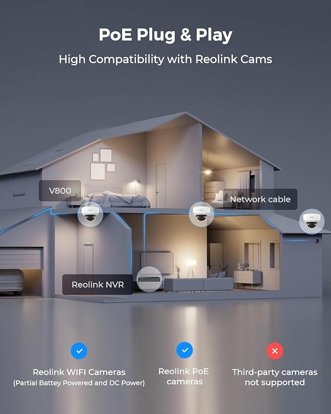 Reolink 12MP 8CH PoE Security Camera System with IK10 Vandalproof, 4pcs Dome PoE Cams Outdoor, Spotlights Color Night Vision, Built-in 2TB HDD, Smart AI Detection, Two-Way Talk, RLK8-1200V4