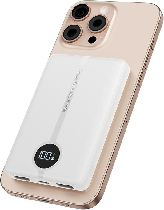 Magnetic Portable Charger, 16800mAh Wireless Power Bank, with 20W USB-C Fast Charging and LED Digital Display Magnetic Battery Pack, Compatible with iPhone 17/16/15/14/13/12 Full Series (2025)
