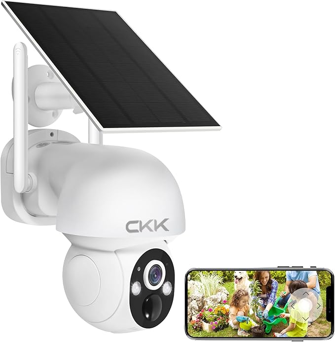 4MP Solar Camera Security Outdoor, PTZ Wireless Security Cameras, Wire-Free, Pan/Tilt/Zoom, PIR Detection, 2-Way Audio, IP66 Waterproof, Audible Flashlight Alarm,Two Ways of Storage