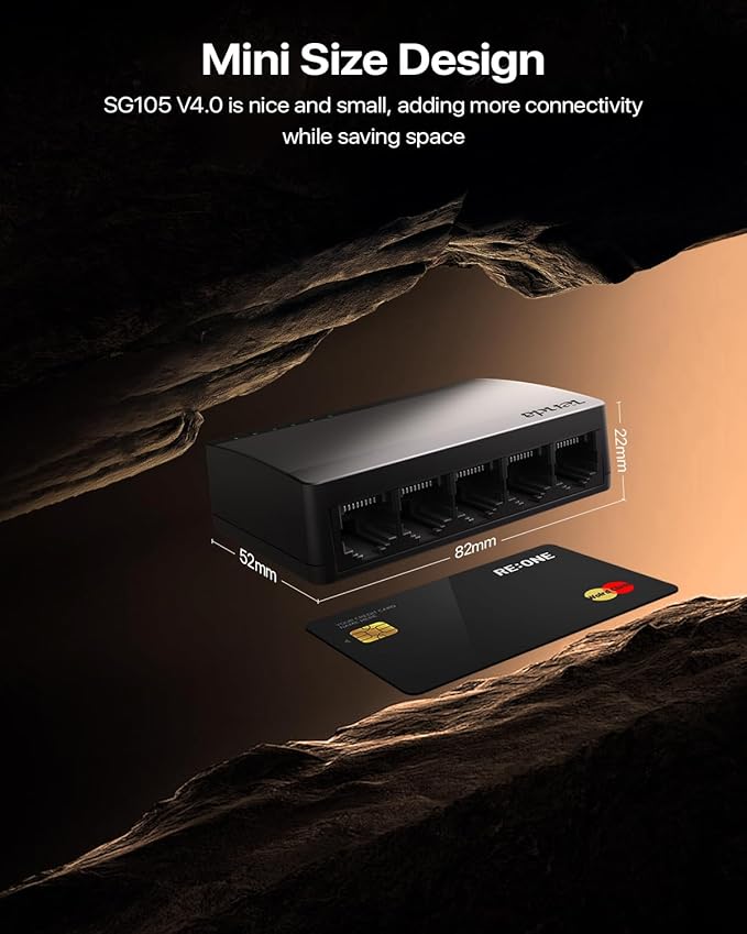 Tenda SG105, 5 Port Gigabit Switch, Unmanaged Ethernet Switch, Office Ethernet Splitter, Plug & Play, Plastic Case, Desktop/Wall-Mount, Fanless Quiet, Limited Lifetime Protection